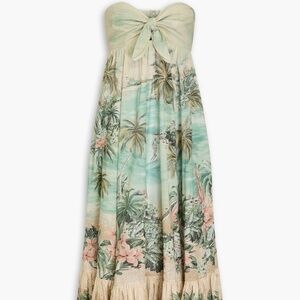 ZIMMERMANN Strapless printed cotton-gauze midi dress AU 3 US Size 10